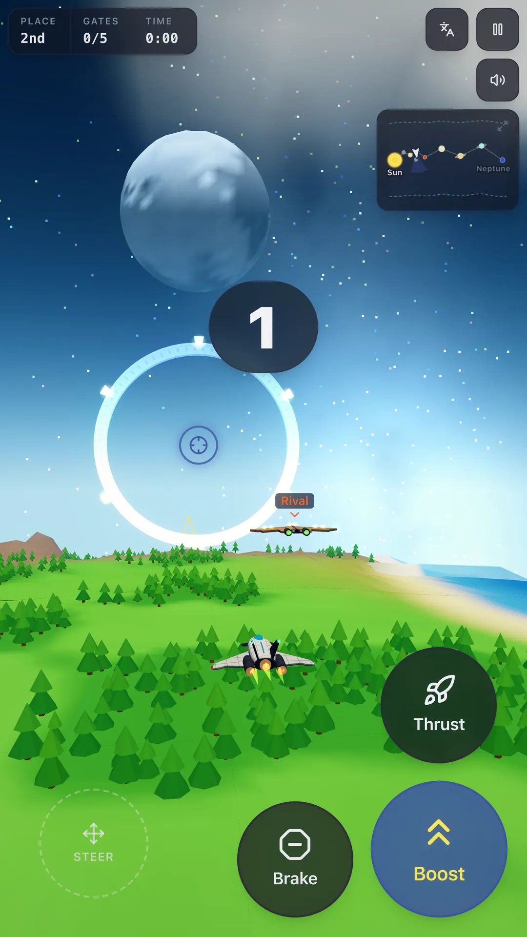 On a phone: the race countdown, with the rival on the start grid.